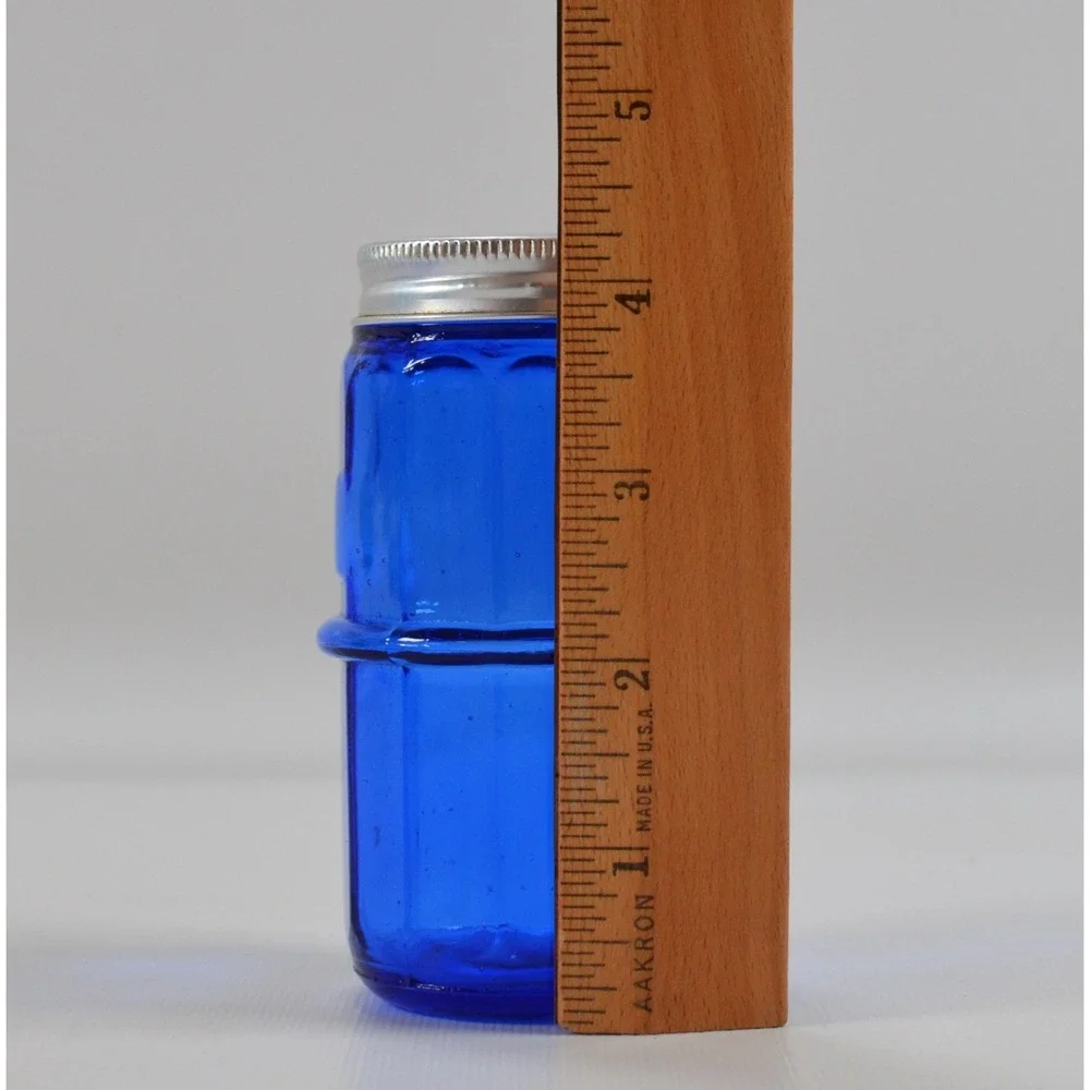 Vintage Cobalt Blue Hoosier Mission Style Ribbed Spice Shaker‎ Rack Jar